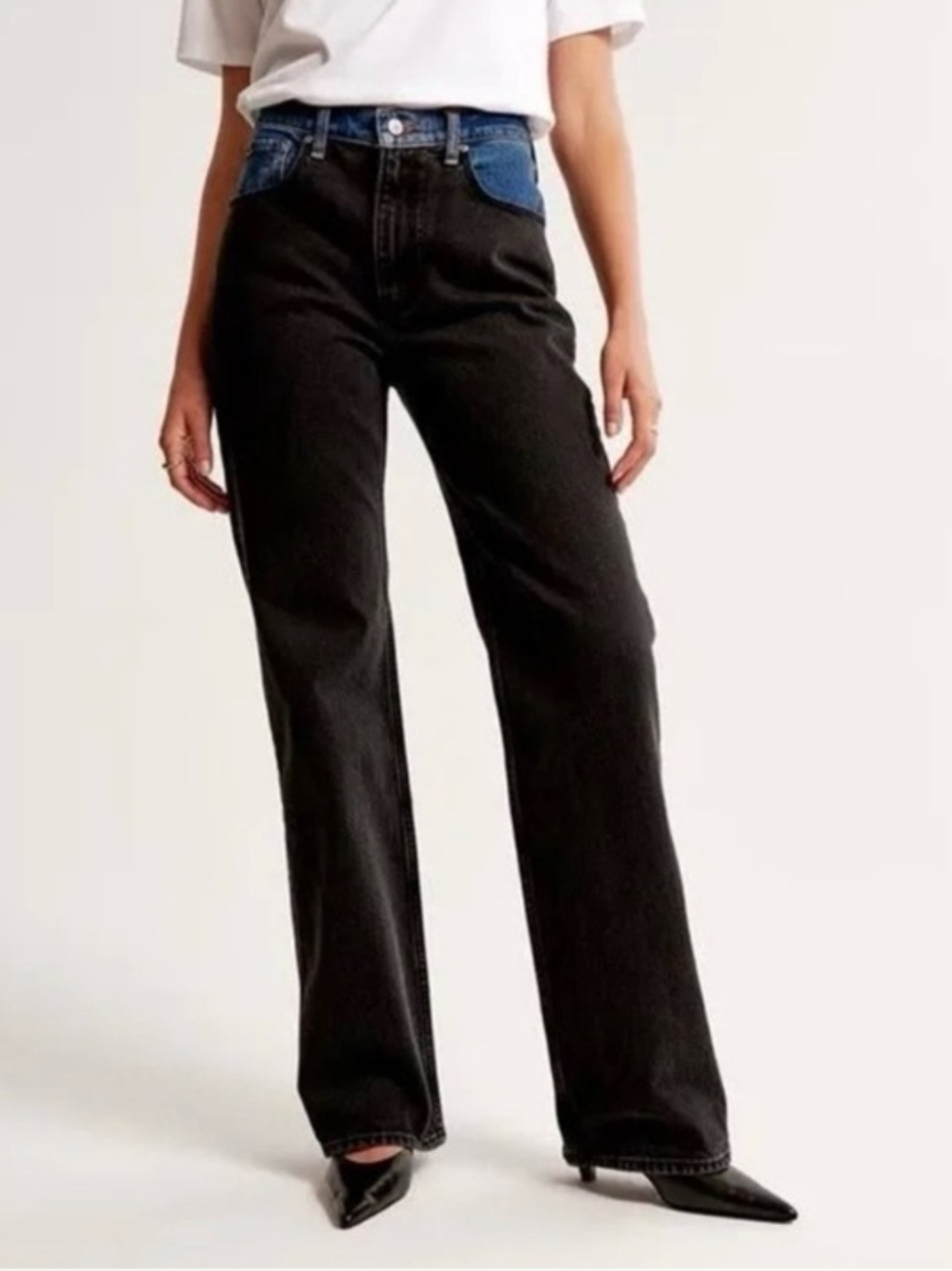 Abercrombie NWT 90s Two Toned High-Rise Straight Leg Women’s Jeans - Black